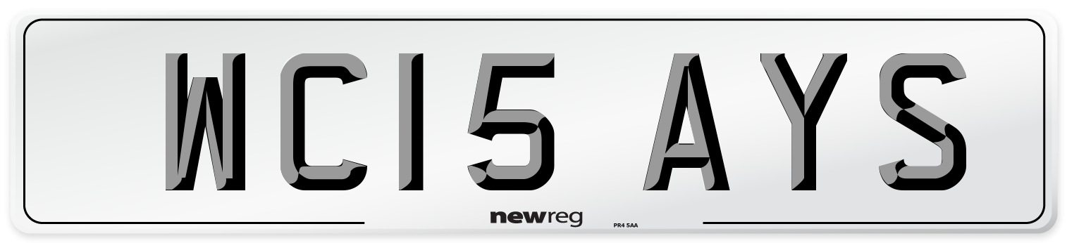 WC15 AYS Number Plate from New Reg